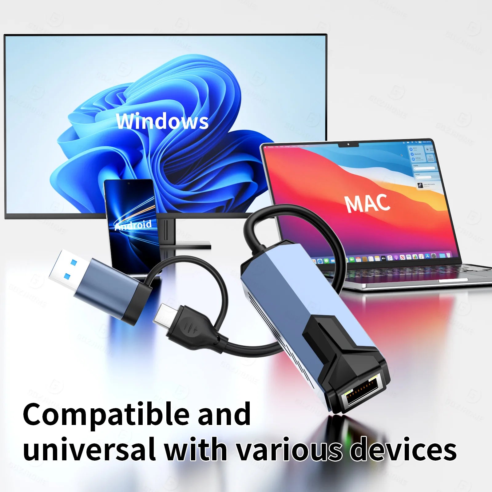 5000Mbps USB Network Card 5Gbps High Speed Wired Adapter USB3.0 Type-C to RJ45 Ethernet Converter HUB For MacBook Notebook PC