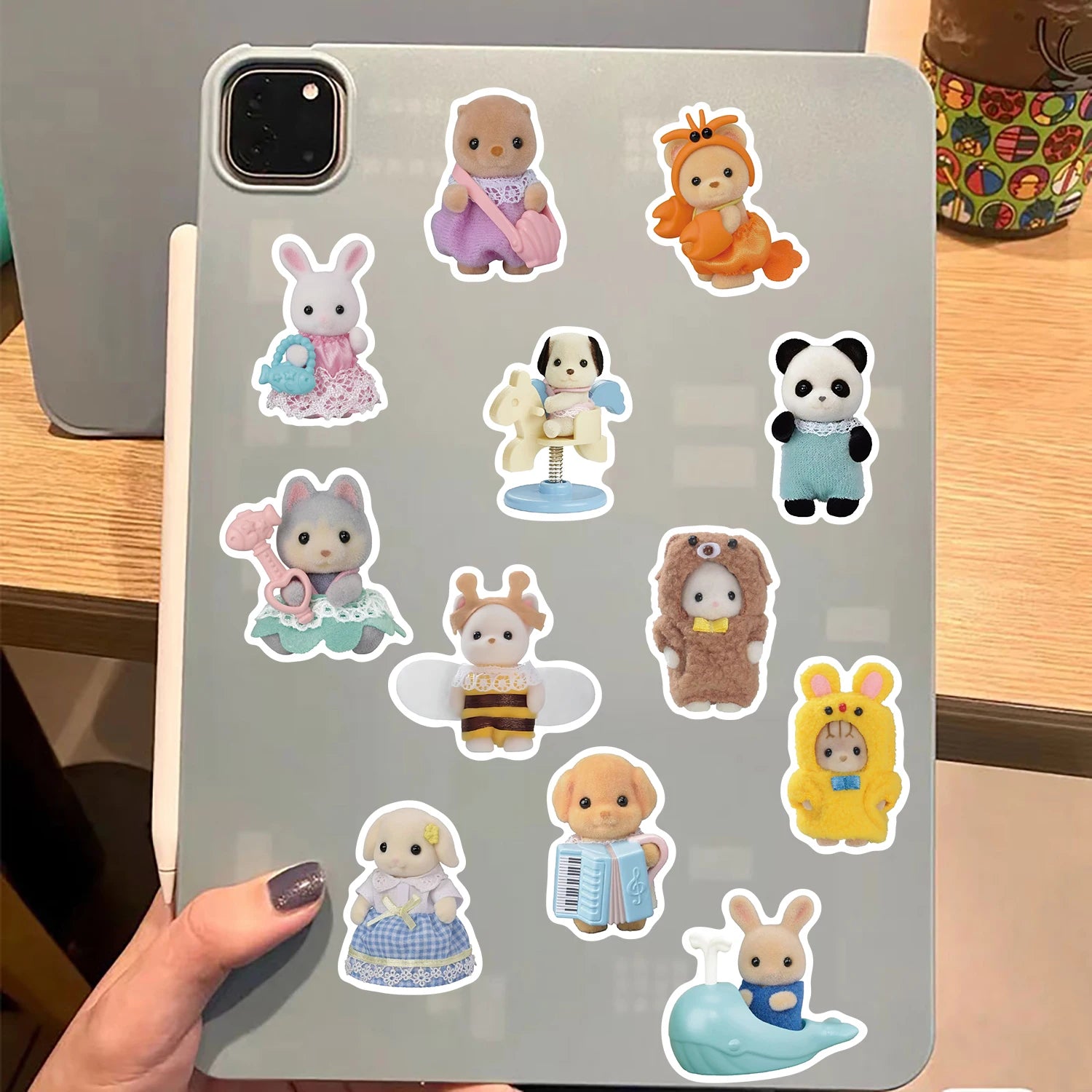 55PCS Cute Calico Critters Graffiti Stickers Children's Cartoon Doll Decals DIY Laptop Notebook Decoration Sticker Toy