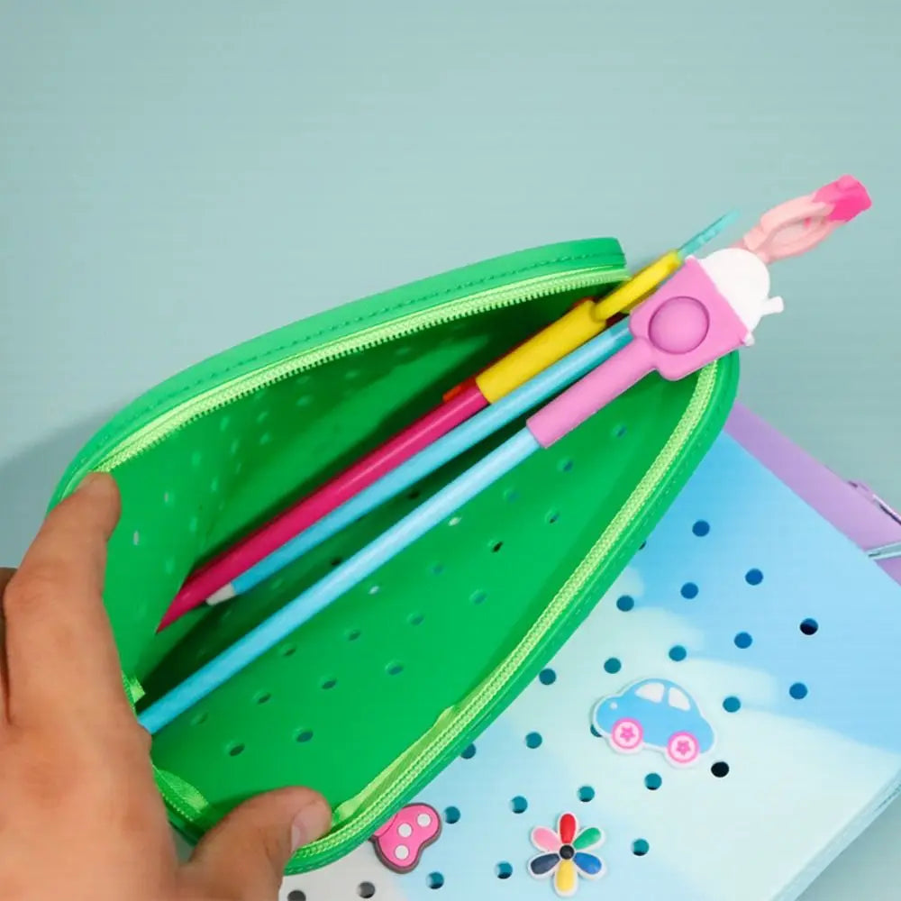 DIY Silicone Hole Pen Bag Large Capacity Pencil Case Student Stationery Organizer Dirt Resistant Multifuncional Stationery Bag