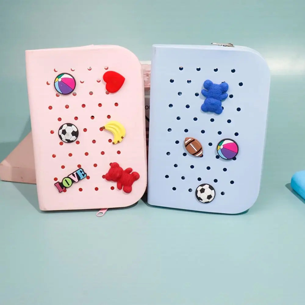 DIY Silicone Hole Pen Bag Large Capacity Pencil Case Student Stationery Organizer Dirt Resistant Multifuncional Stationery Bag