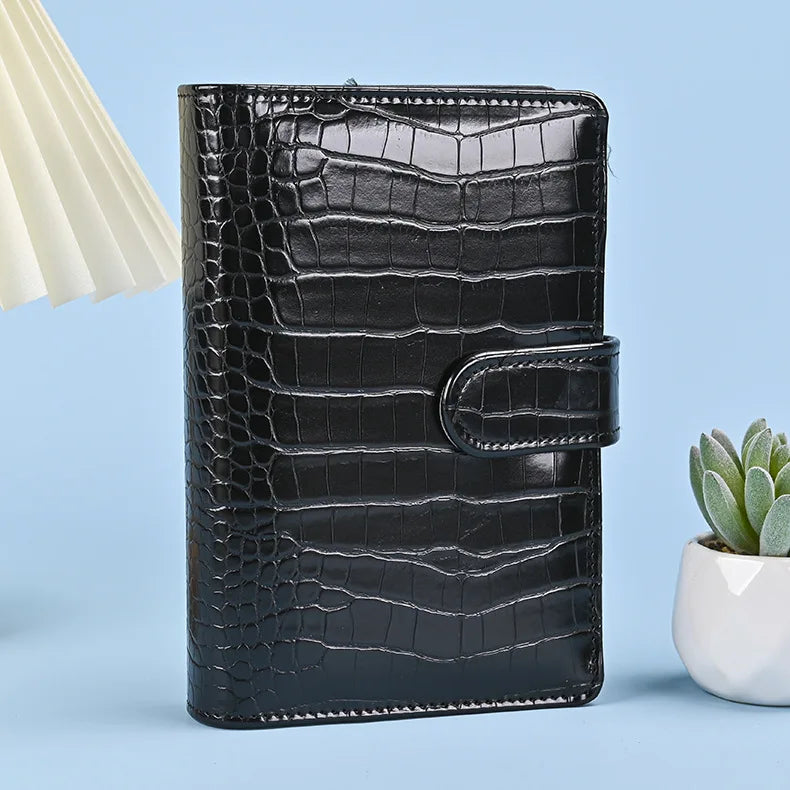 A5 A6 A7 Crocodile Color 6 Ring Binder PU Clip-on Notebook Leather Loose Leaf Notebook Cover Notebooks Journal Stationery