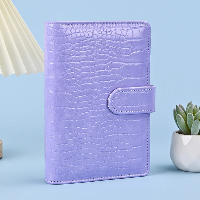 A5 A6 A7 Crocodile Color 6 Ring Binder PU Clip-on Notebook Leather Loose Leaf Notebook Cover Notebooks Journal Stationery