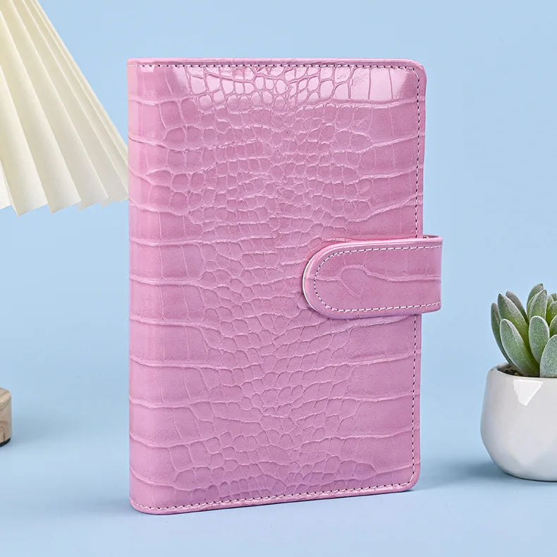 A5 A6 A7 Crocodile Color 6 Ring Binder PU Clip-on Notebook Leather Loose Leaf Notebook Cover Notebooks Journal Stationery