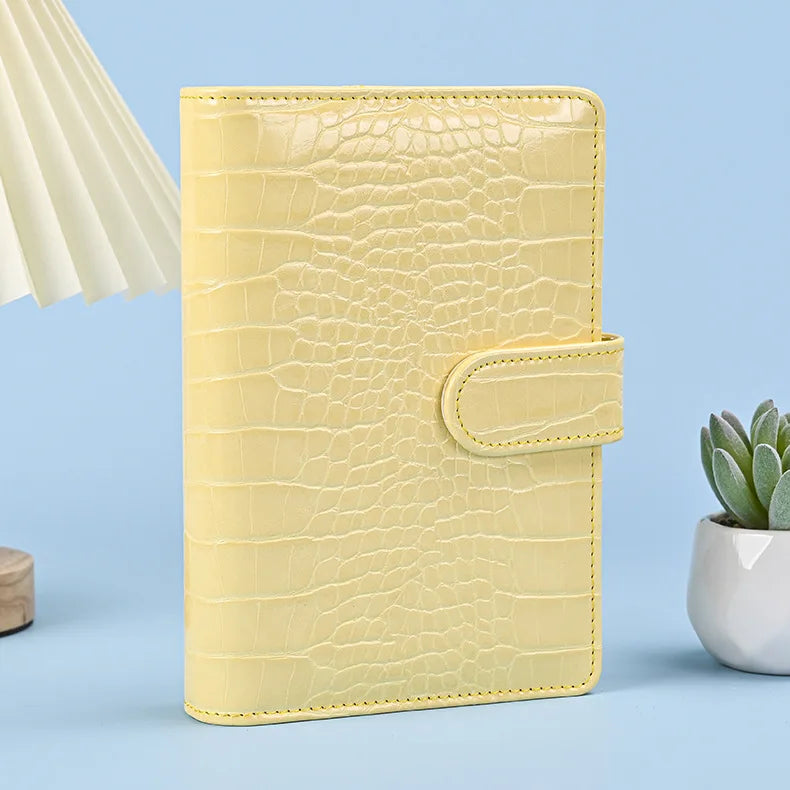 A5 A6 A7 Crocodile Color 6 Ring Binder PU Clip-on Notebook Leather Loose Leaf Notebook Cover Notebooks Journal Stationery