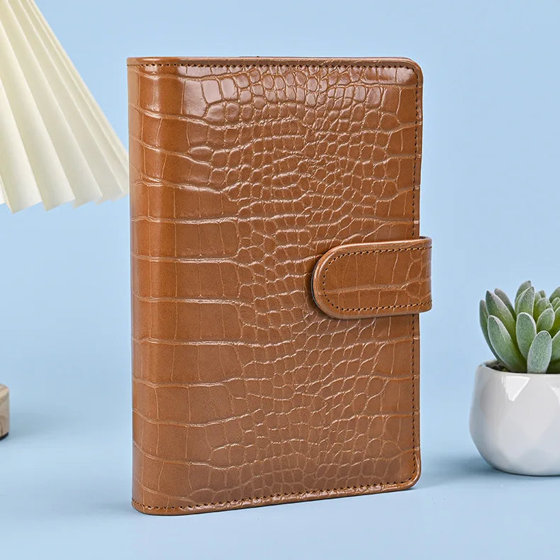 A5 A6 A7 Crocodile Color 6 Ring Binder PU Clip-on Notebook Leather Loose Leaf Notebook Cover Notebooks Journal Stationery