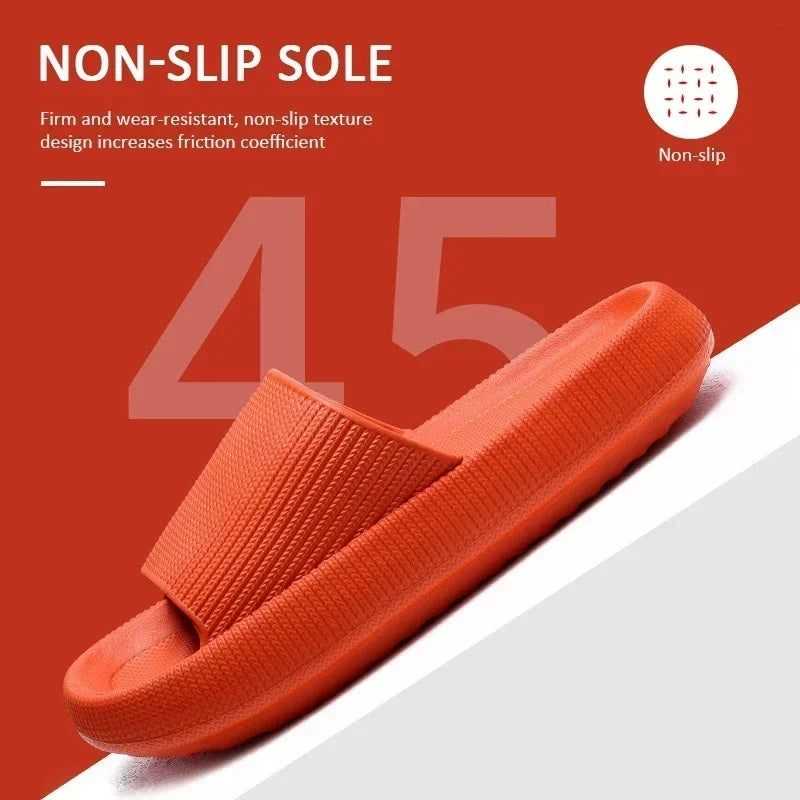 EVA Beach Slippers Thick Sole 4cm Cloud-Like Comfort Home Use Couple Height Increasing Indoor Solid Color Summer Sandals