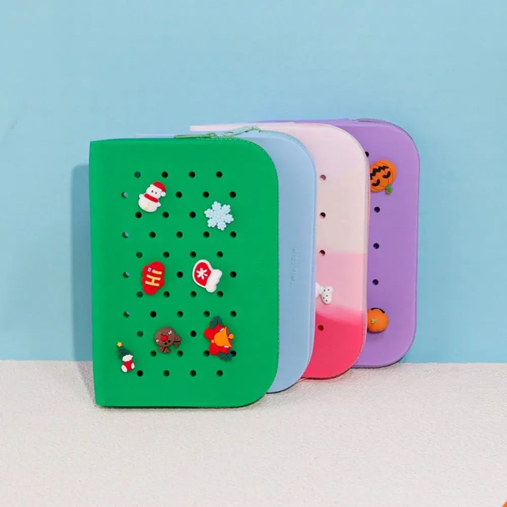 DIY Silicone Hole Pen Bag Large Capacity Pencil Case Student Stationery Organizer Dirt Resistant Multifuncional Stationery Bag