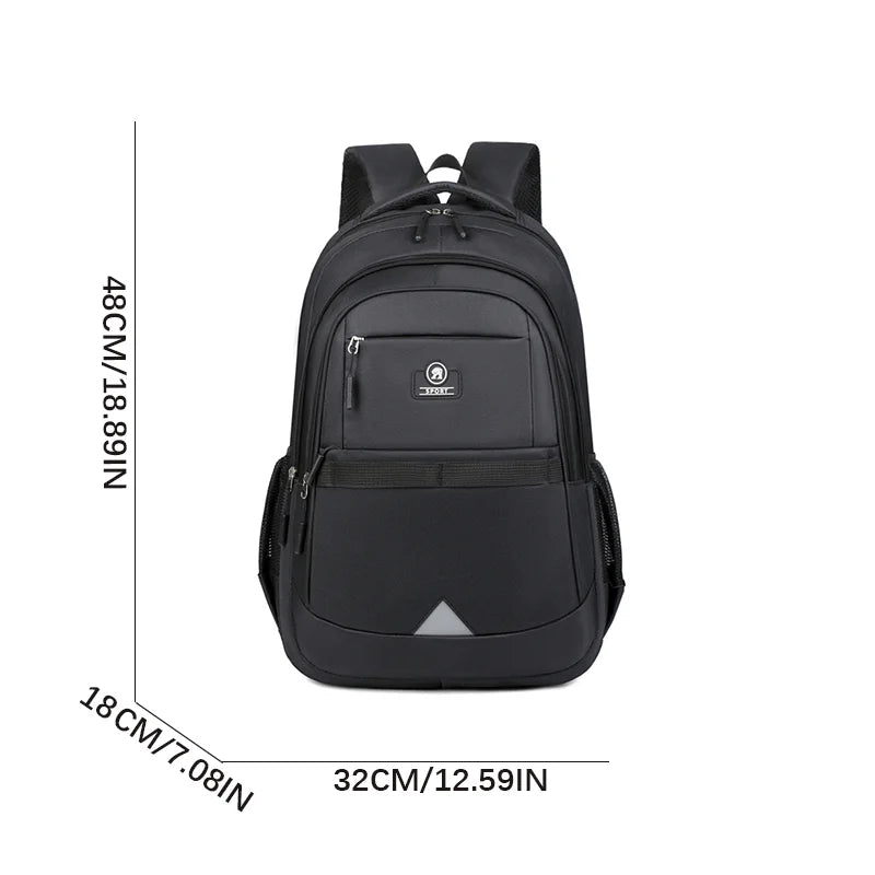 Large-capacity Student School Bag Casual Solid Color Backpack Material Oxford Men New Backpack Multi-functional Simple Bag
