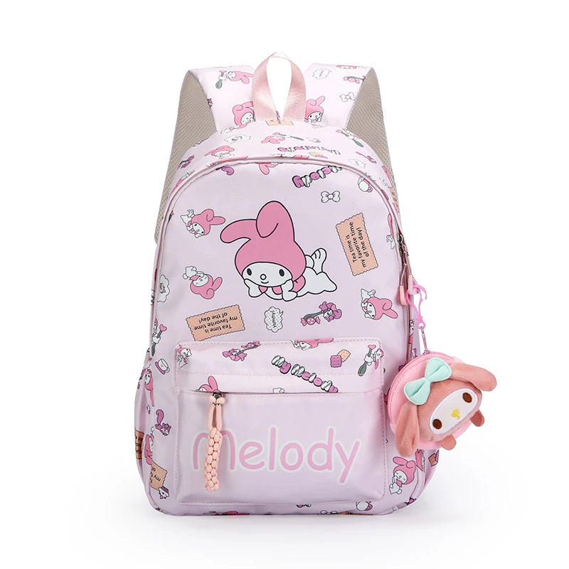 2pcs Hello Kittys Anime Backpack, Kuromis Cinnamorolls Backpack With Wallet Charm, Kids Girl Casual Travel Commute Knapsack
