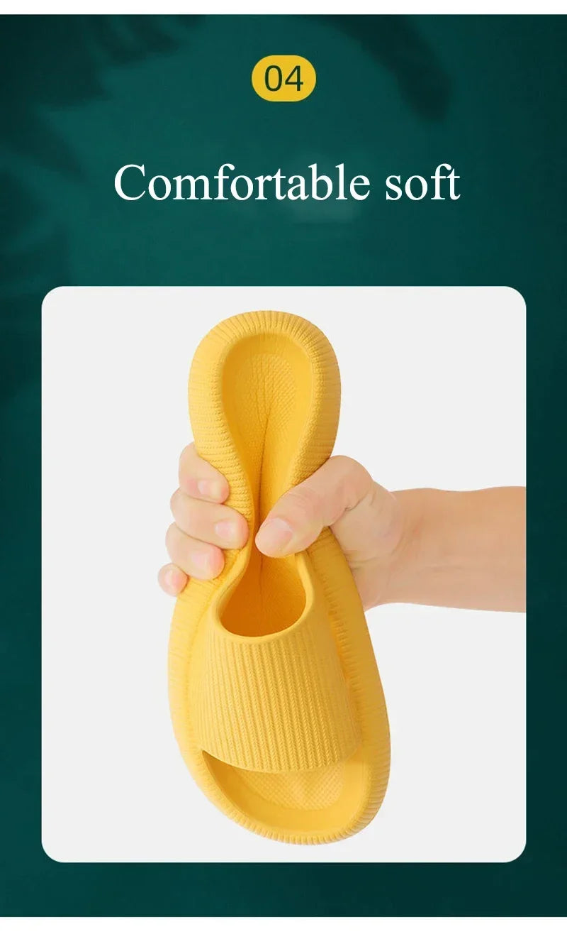 EVA Beach Slippers Thick Sole 4cm Cloud-Like Comfort Home Use Couple Height Increasing Indoor Solid Color Summer Sandals